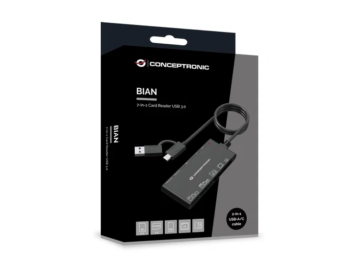 Conceptronic BIAN10B Lector de tarjetas 7 en 1 USB-C y USB-A