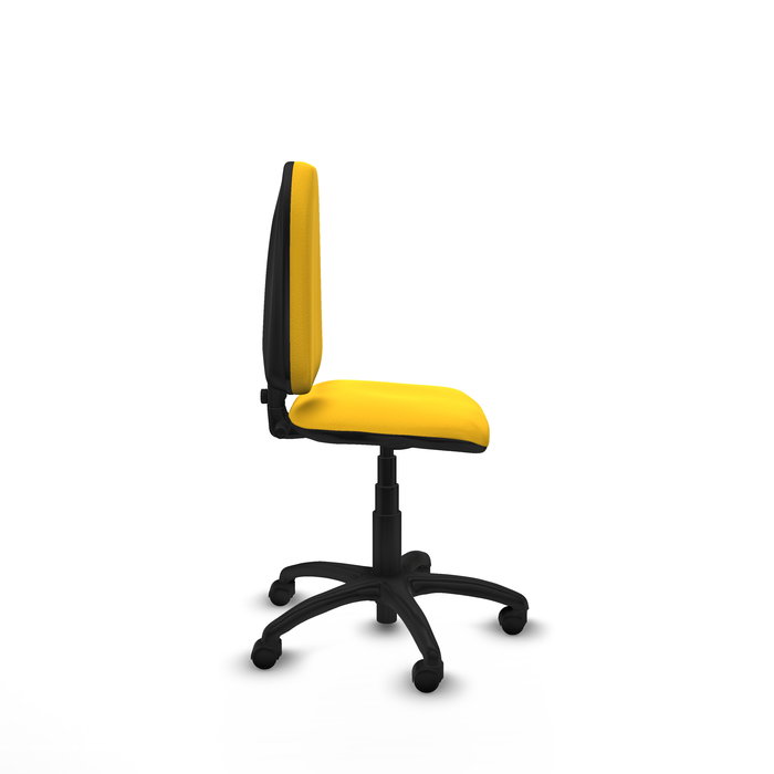 Silla de oficina Aýna con mecanismo Contacto permanente básico tapizada con Similpiel color Amarillo. Equipada con Base poliamida negra, Sin brazos y Ruedas de nailon 50 mm Silla de oficina Aýna con mecanismo Contacto permanente básico tapizada con Similpiel color Amarillo. Equipada con Base poliamida negra, Sin brazos y Ruedas de nailon 50 mm