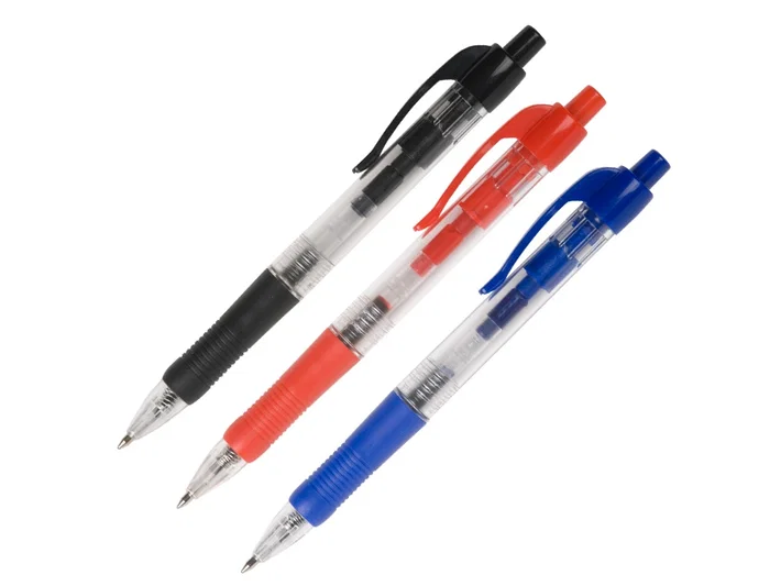 Q-connect Bolígrafo Retráctil con Sujeción de Caucho Tinta Aceite Azul Trazo 0,7 mm