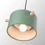 SKD Lámpara Colgante Moderna Averie SKD-P1013-S en Metal con Detalle de Madera, para Comedor o Habitación, Colores: Blanco, Verde Oliva, Salmón, Turquesa