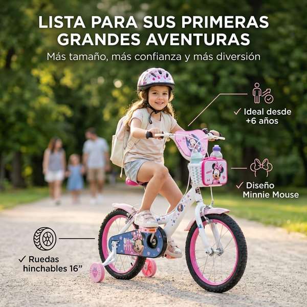 Huffy Bicicleta Minnie Niña 16 Pulgadas (5-8 Años) - Tamaño 16" - Bicicleta Infantil con Ruedas de Entrenamiento Huffy Bicicleta Minnie Niña 16 Pulgadas (5-8 Años) - Tamaño 16" - Bicicleta Infantil con Ruedas de Entrenamiento