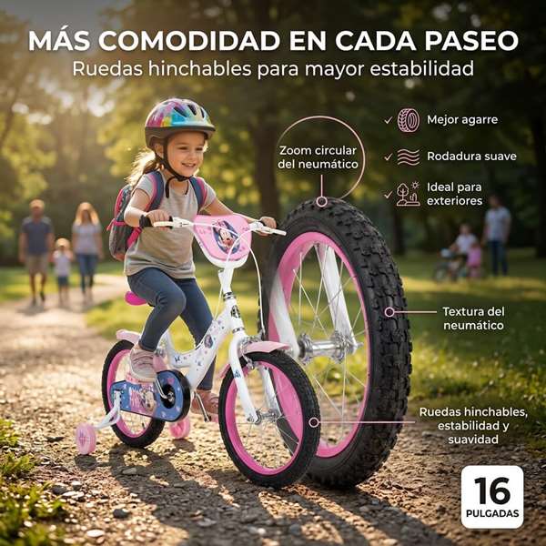 Huffy Bicicleta Minnie Niña 16 Pulgadas (5-8 Años) - Tamaño 16" - Bicicleta Infantil con Ruedas de Entrenamiento Huffy Bicicleta Minnie Niña 16 Pulgadas (5-8 Años) - Tamaño 16" - Bicicleta Infantil con Ruedas de Entrenamiento