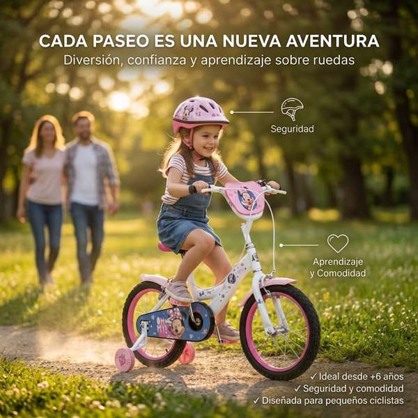 Huffy Bicicleta Minnie Niña 16 Pulgadas (5-8 Años) - Tamaño 16" - Bicicleta Infantil con Ruedas de Entrenamiento Huffy Bicicleta Minnie Niña 16 Pulgadas (5-8 Años) - Tamaño 16" - Bicicleta Infantil con Ruedas de Entrenamiento