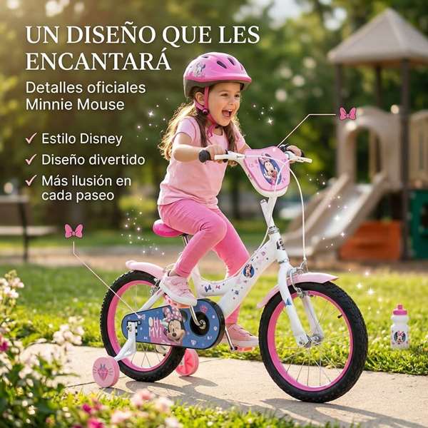 Huffy Bicicleta Minnie Niña 16 Pulgadas (5-8 Años) - Tamaño 16" - Bicicleta Infantil con Ruedas de Entrenamiento Huffy Bicicleta Minnie Niña 16 Pulgadas (5-8 Años) - Tamaño 16" - Bicicleta Infantil con Ruedas de Entrenamiento