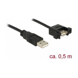DeLOCK Cable USB 2.0 Tipo A Macho a Tipo A Hembra para Instalación 0,5 m