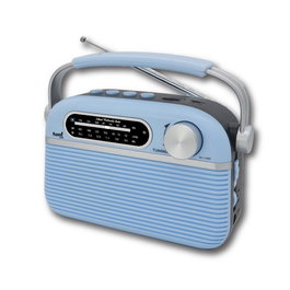 SAMI Radio Vintage Azul AC/DC 3 Bandas con Bluetooth, USB y Micrófono