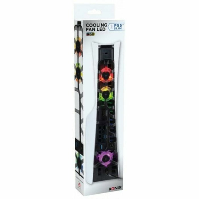 Konix Ventilador de refrigeración para PS5 Slim con iluminación LED RGB y puerto USB 3.0 - Negro Konix Ventilador de refrigeración para PS5 Slim con iluminación LED RGB y puerto USB 3.0 - Negro