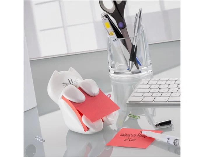 Post-it Soporte bloc de notas adhesivas con diseño de gato, 76x76 mm Post-it Soporte bloc de notas adhesivas con diseño de gato, 76x76 mm