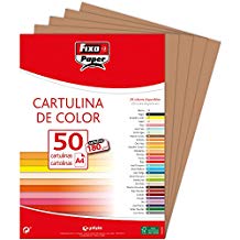 FIXO Paquete de 50 Cartulinas A4 Marrón Canela 180g
