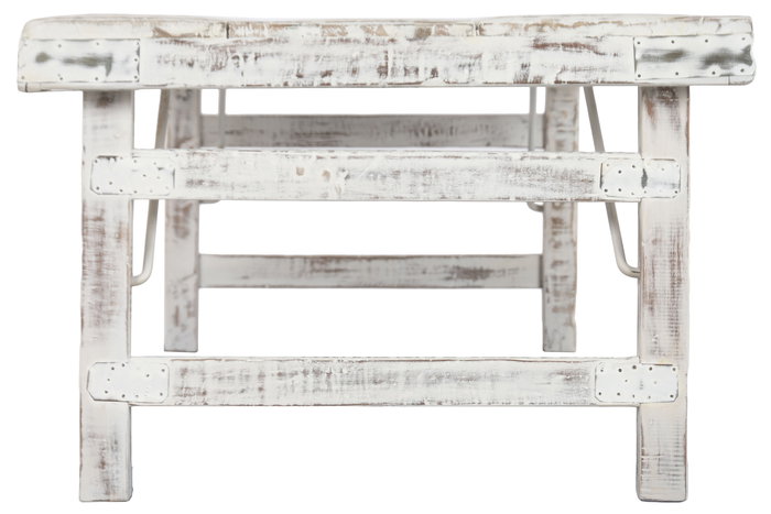 DKD Home Decor 2c24 Mesa Centro Plegable Blanco Madera Reciclada 147 x 73 x 47 cm