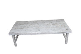 DKD Home Decor 2c24 Mesa Centro Plegable Blanco Madera Reciclada 147 x 73 x 47 cm