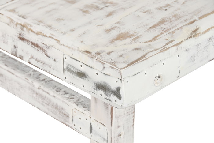 DKD Home Decor 2c24 Mesa Centro Plegable Blanco Madera Reciclada 147 x 73 x 47 cm