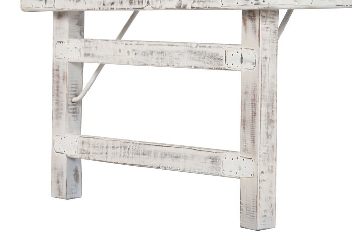 DKD Home Decor 2c24 Mesa Centro Plegable Blanco Madera Reciclada 147 x 73 x 47 cm