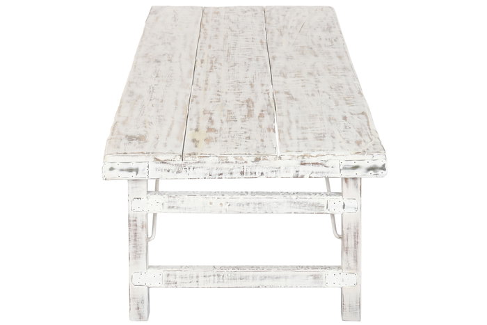 DKD Home Decor 2c24 Mesa Centro Plegable Blanco Madera Reciclada 147 x 73 x 47 cm