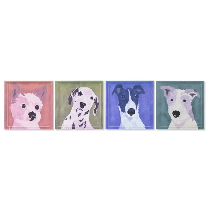 DKD Home Decor Set de 4 Cuadros MDF Perrito Color Surtido 50x50x2 cm DKD Home Decor Set de 4 Cuadros MDF Perrito Color Surtido 50x50x2 cm