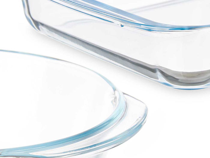 Vivalto Set 2 Bandejas Borosilicato Transparente 800ml y 1800ml 25 x 6.4 x 22.5 cm (Set de 6)