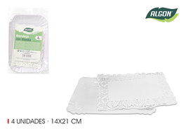 Algon Set de 4 Bandejas Rectangulares de Blonda 15 cm x 22 cm (48 Unidades)