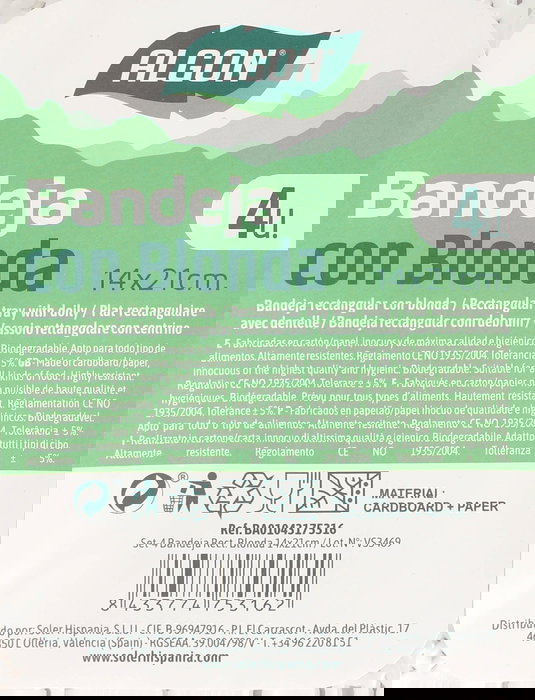 Algon Set de 4 Bandejas Rectangulares de Blonda 15 cm x 22 cm (48 Unidades)