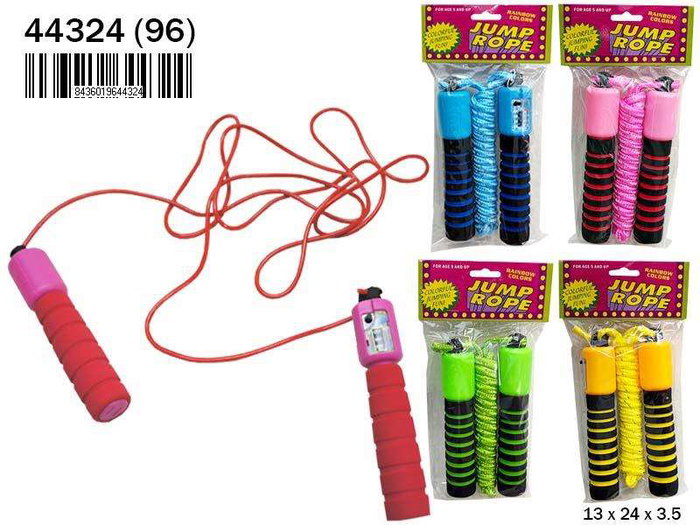 Rama Cuerda de Comba con Contador de Saltos, 13x24x3.5 cm, Modelos Surtidos, Español/Inglés/Francés/Portugués