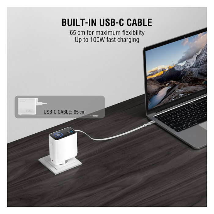 4smarts Ladegert GaN Flex Screen AI 100W 2 USB-C+1 USB-A blanco