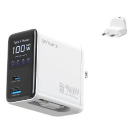 4smarts Ladegert GaN Flex Screen AI 100W 2 USB-C+1 USB-A blanco