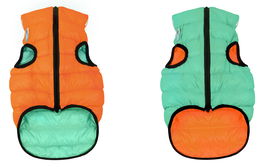 AiryVest Chaqueta Perro LUMIXS25 Reversible Nylon Brilla Oscuridad Naranja-Verde