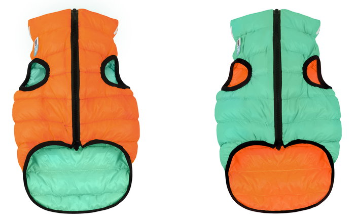 AiryVest Chaqueta Perro LUMIXS25 Reversible Nylon Brilla Oscuridad Naranja-Verde
