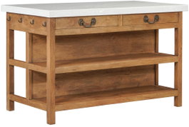DKD Home Decor Isla de Cocina de Madera y Mármol con 2 Cajones