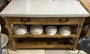 DKD Home Decor Isla de Cocina de Madera y Mármol con 2 Cajones