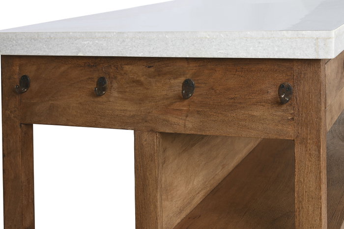 DKD Home Decor Isla de Cocina de Madera y Mármol con 2 Cajones DKD Home Decor Isla de Cocina de Madera y Mármol con 2 Cajones