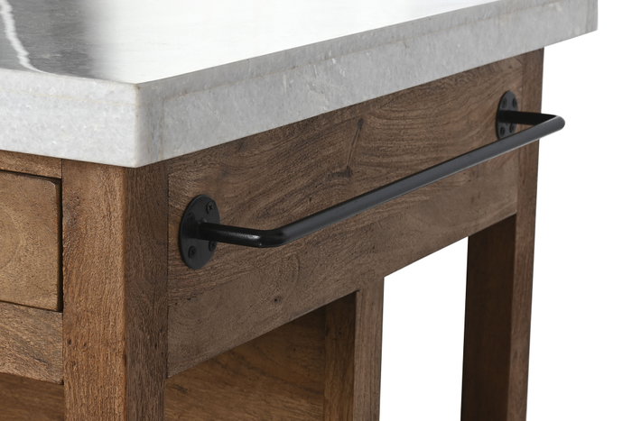 DKD Home Decor Isla de Cocina de Madera y Mármol con 2 Cajones DKD Home Decor Isla de Cocina de Madera y Mármol con 2 Cajones