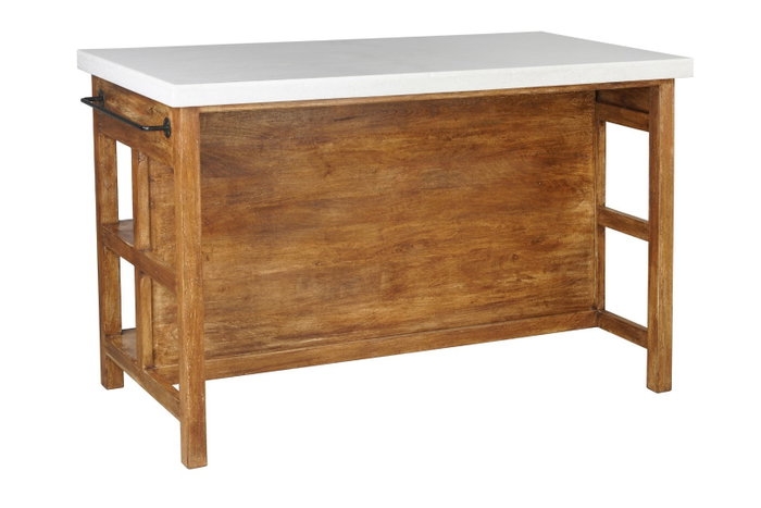 DKD Home Decor Isla de Cocina de Madera y Mármol con 2 Cajones