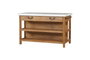 DKD Home Decor Isla de Cocina de Madera y Mármol con 2 Cajones