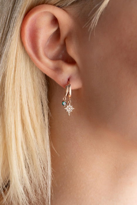 Heliophilia Silver Pendientes de Plata NRZ999216 Bañados en Oro Rosa con Circonita Azul y Blanca, Plata de Ley 925