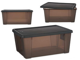 Stefanplast Caja 15L Elegance Gris Transparente Plástico 29 x 17 x 39 cm (Set de 6)