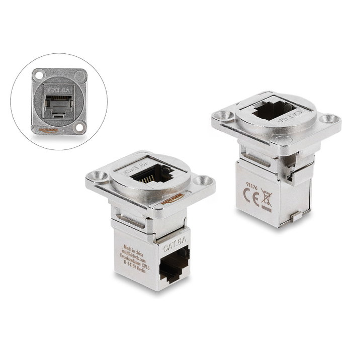 DeLOCK 91176 Módulo Keystone RJ45 Hembra a Hembra 90° Cat.6A Plata