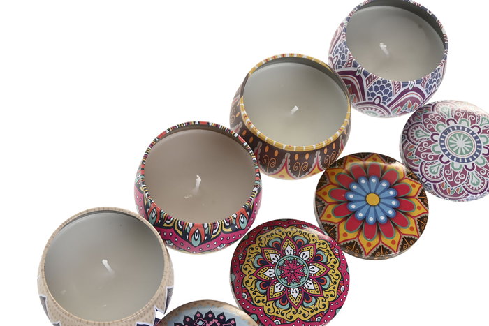 DKD Home Decor Surtido de 4 Velas Mandala con Aroma Coco/Vainilla DKD Home Decor Surtido de 4 Velas Mandala con Aroma Coco/Vainilla