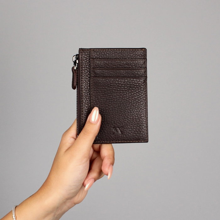 Zoozie Bags Billetera de Cuero Genuino con 8 Tarjeteros, Marrón