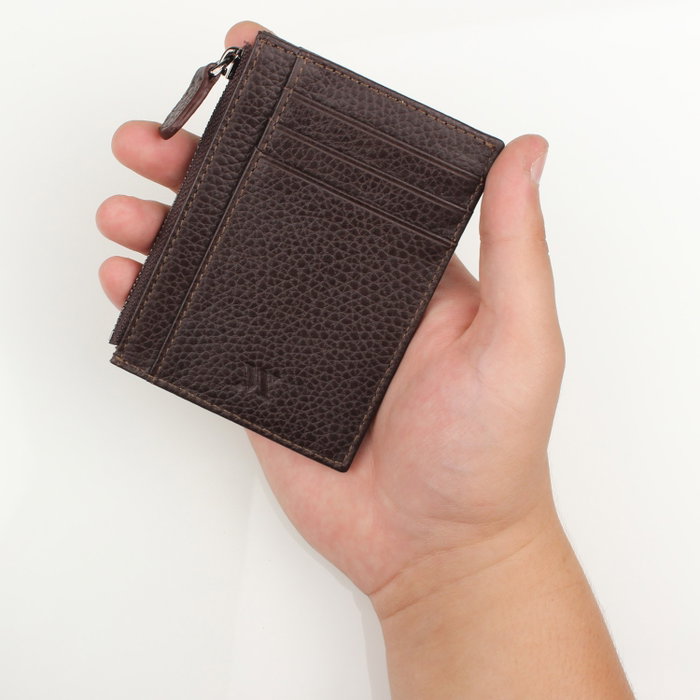 Zoozie Bags Billetera de Cuero Genuino con 8 Tarjeteros, Marrón