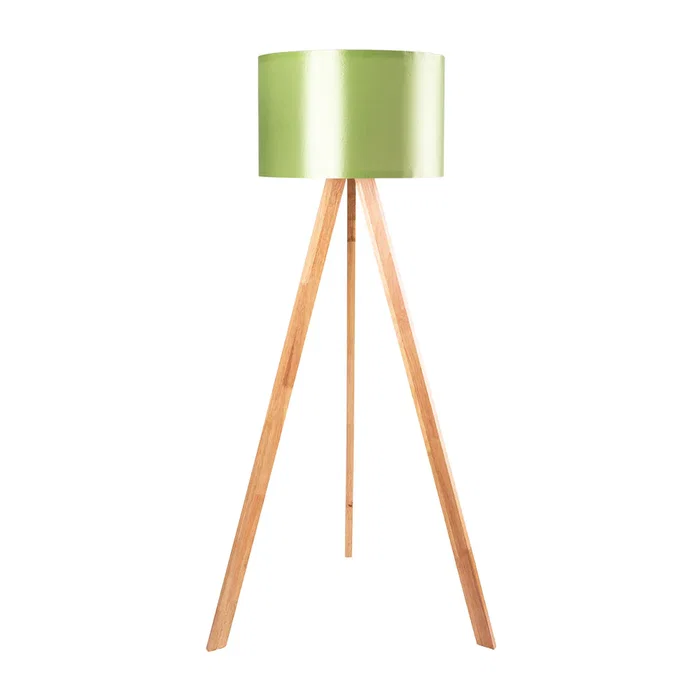 Lámpara de Suelo Trípode Madera Kano-1 Casquillo E27 Pantalla Tela Estilos Nórdico Rústico Natural OPV-780SGN2487