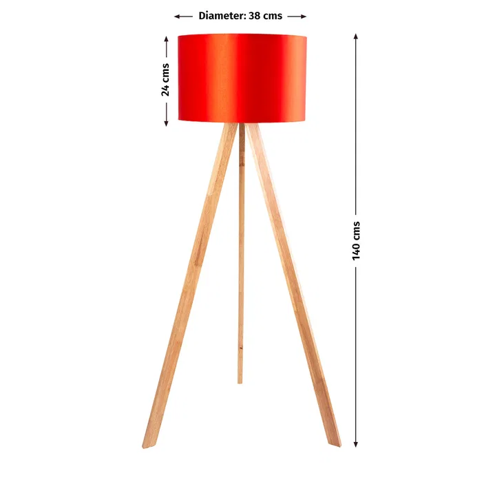 Lámpara de Suelo Trípode Madera Kano-1 Casquillo E27 Pantalla Tela Estilos Nórdico Rústico Natural OPV-780SGN2487