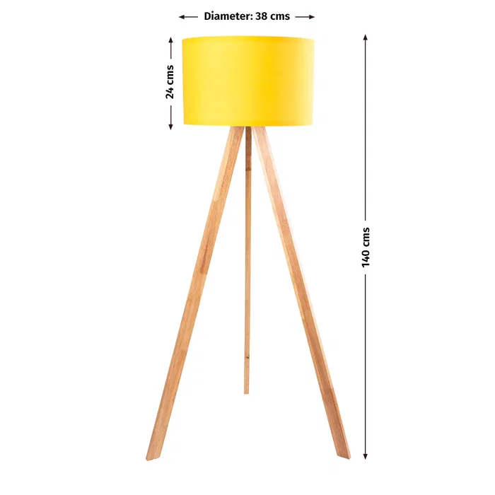 Lámpara de Suelo Trípode Madera Kano-1 Casquillo E27 Pantalla Tela Estilos Nórdico Rústico Natural OPV-780SGN2487