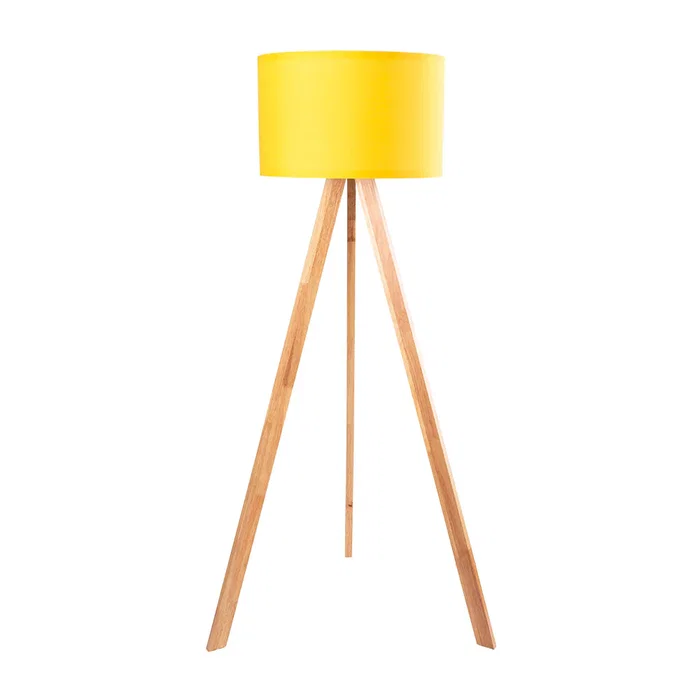 Lámpara de Suelo Trípode Madera Kano-1 Casquillo E27 Pantalla Tela Estilos Nórdico Rústico Natural OPV-780SGN2487