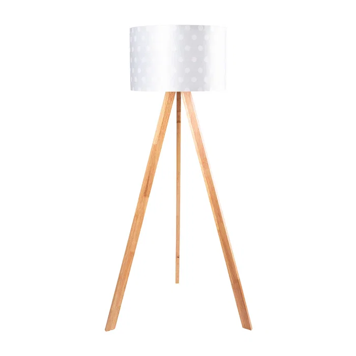 Lámpara de Suelo Trípode Madera Kano-1 Casquillo E27 Pantalla Tela Estilos Nórdico Rústico Natural OPV-780SGN2487