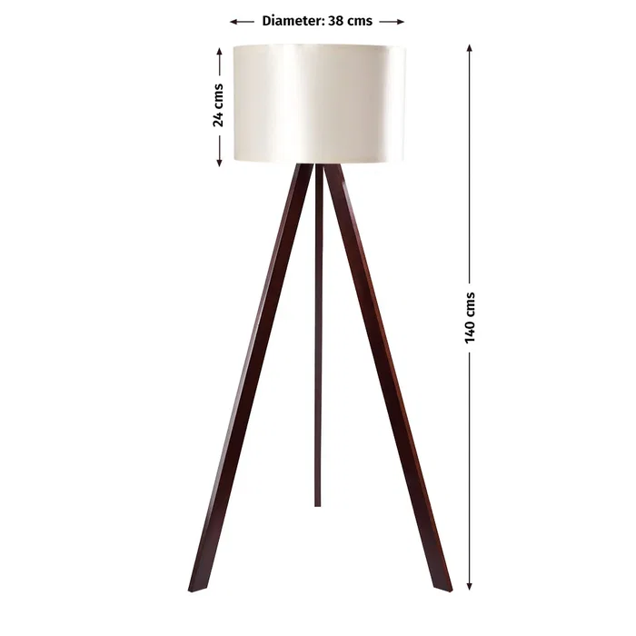 Lámpara de Suelo Trípode Madera Kano-1 Casquillo E27 Pantalla Tela Estilos Nórdico Rústico Natural OPV-780SGN2487