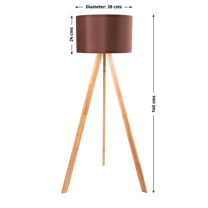 Lámpara de Suelo Trípode Madera Kano-1 Casquillo E27 Pantalla Tela Estilos Nórdico Rústico Natural OPV-780SGN2487