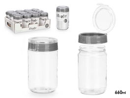 Vivalto Bote con Tapa Gris Transparente 660 ml 9x15x9 cm (Set de 12)