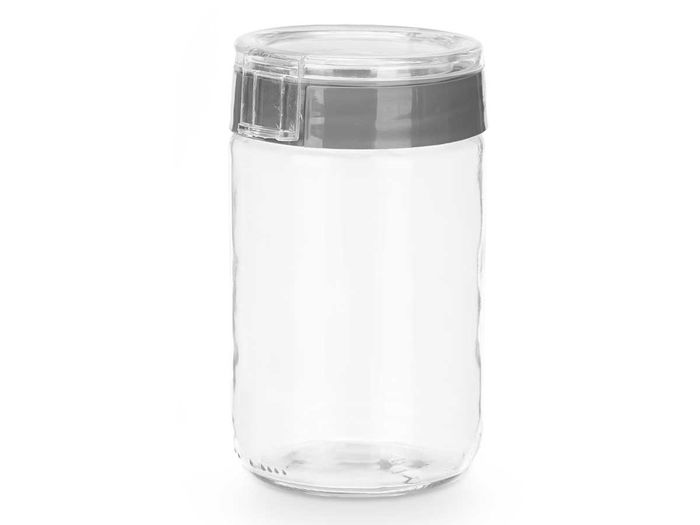 Vivalto Bote con Tapa Gris Transparente 660 ml 9x15x9 cm (Set de 12)