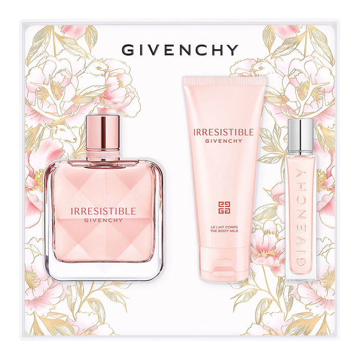 Givenchy Eau de Parfum IRRESISTIBLE para Mujer - Estuche Regalo 3 Piezas con Perfume de 100 ml Recargable, Leche Corporal y Vaporizador de Viaje