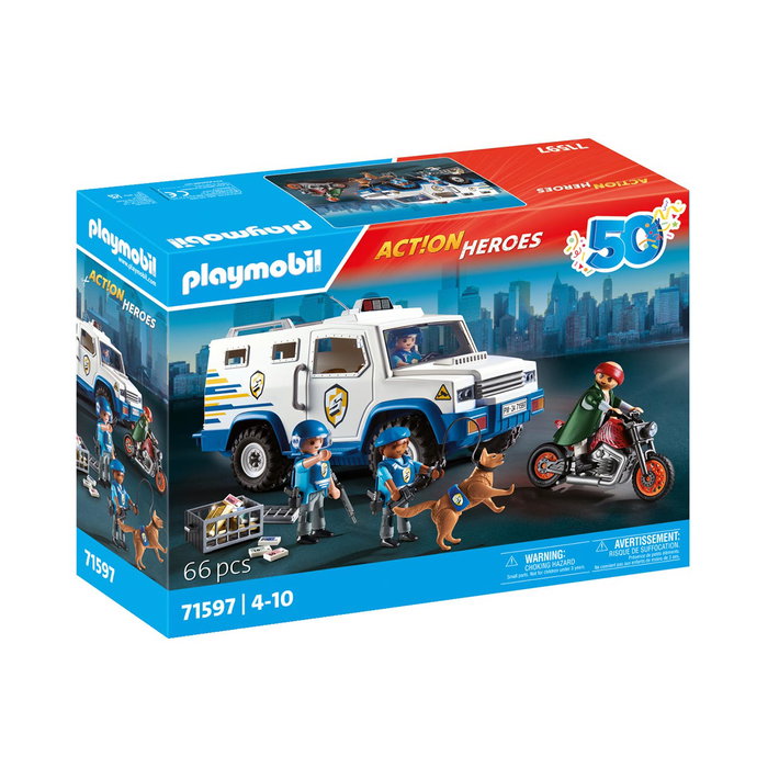 Playmobil Transporte Dinero Policía Action Heroes 71597 Camión Blindado con Ladrón y Policía Playmobil Transporte Dinero Policía Action Heroes 71597 Camión Blindado con Ladrón y Policía